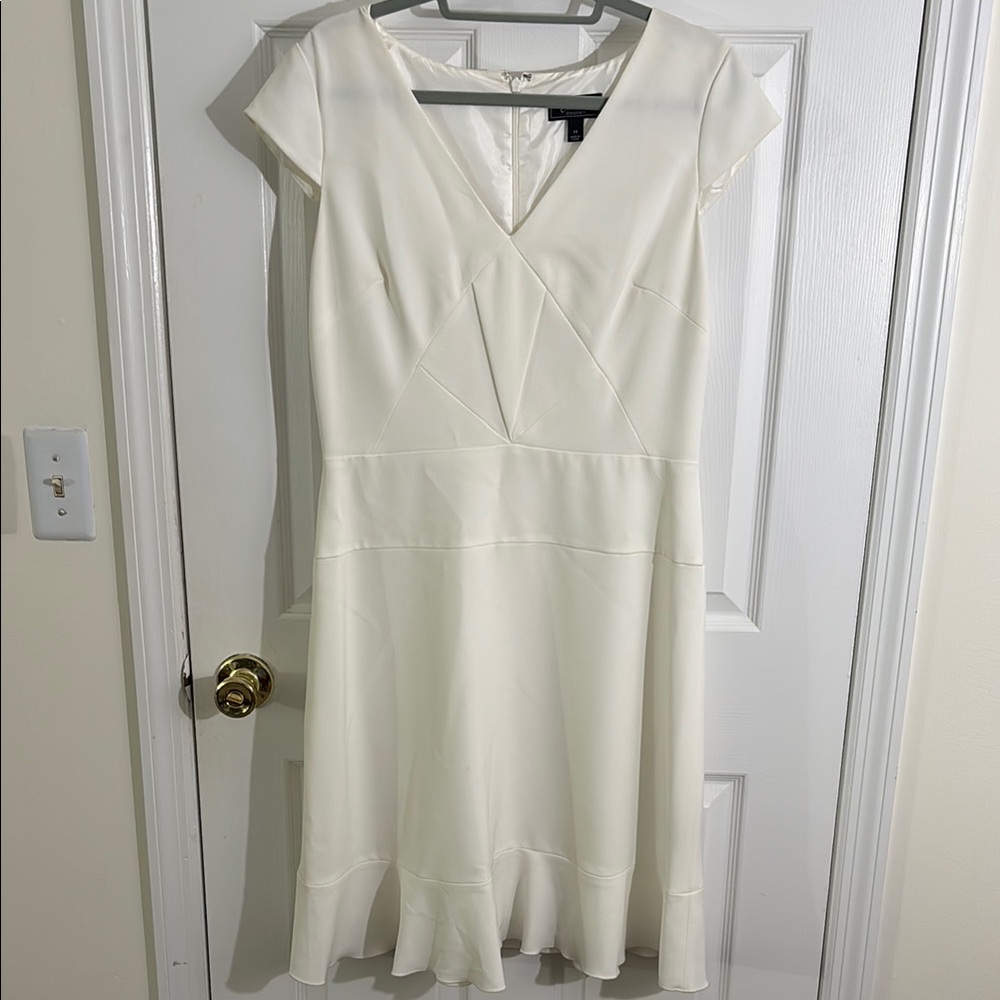 Dressbarn White Flutter Sleeve Midi Dress